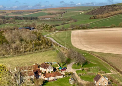 A view of a patchwork of fields on one of our guided walks